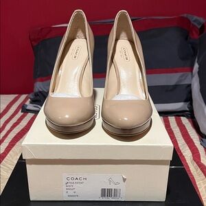 Coach Women's Beige (Bisquit) Patent Leather Heels